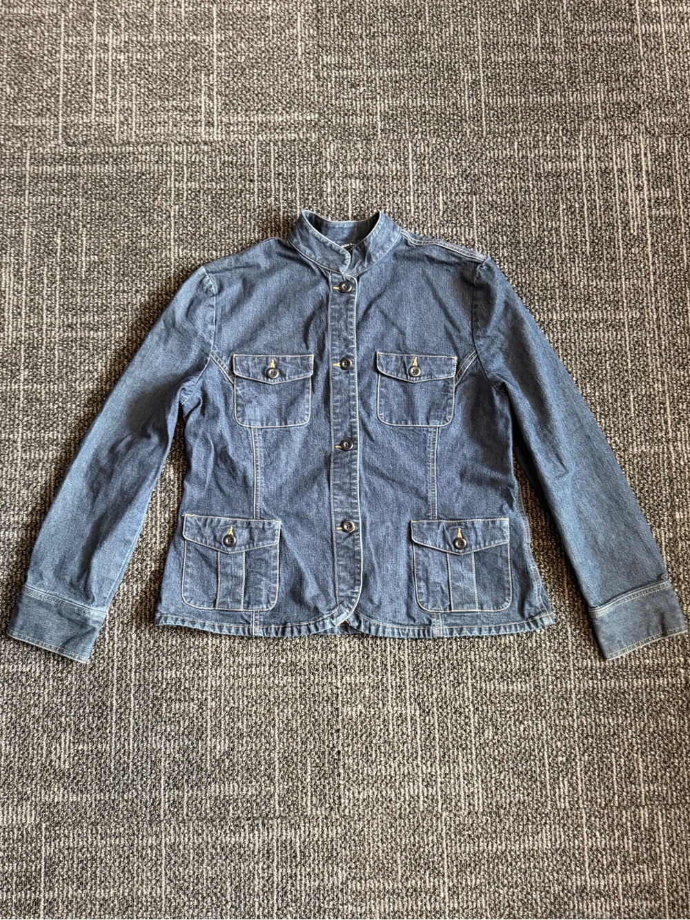 Lands End Women’s Blue Jean Denim Jacket Coat Size US L